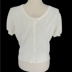 Belle Poque Cream Short Sleeve‎ Sweater Cardigan XL